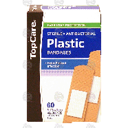 Top Care  sterile, antibacterial, plastic bandages, all one size  60ct