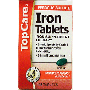 Top Care Balanced Health high potency iron tablets, 65-mg, 325 mg 125ct