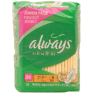 Always  ultra thin overnight sanitary pads, flexi-wings 38ct