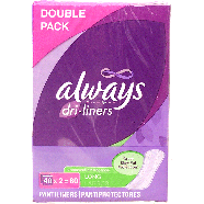 Always Dri-liners long pantiliners, unscented, double pack 80ct