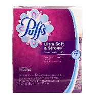 Puffs Ultra Soft & Strong non lotion white facial tissue, 124 2-ply3ct