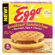 Kellogg's Eggo breakfast sandwiches; sausage, egg & cheese, 4 c13.8-oz