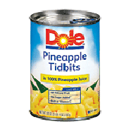 Dole Canned Fruit Pineapple Tidbits In 100% Pineapple Juice 20oz