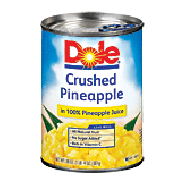 Dole Canned Fruit Pineapple Crushed In 100% Pineapple Juice 20oz