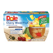 Dole Fruit Bowls Cherry Mixed Fruit In Light Syrup 4 Oz Cup 4pk