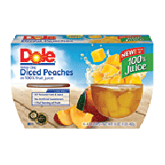 Dole Fruit Bowls Peaches Diced Yellow Cling In Light Syrup 4 Oz Cup4pk