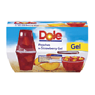 Dole Fruit Bowls Peaches In Strawberry Gel 4.3 Oz Cup 4pk