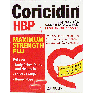 Coricidin HBP maximum strength flu, cold relief for people with hi 20ct