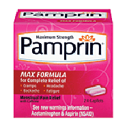 Pamprin  menstrual pain relief, acetaminophen and aspirin 24ct