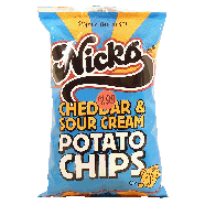 Nicks  cheddar & sour cream flavored potato chips 8oz