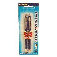 Papermate  soft grip ball point pens, medium 1mm, blue ink 2pk