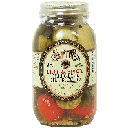 Safies  hot & spicy deli style dill pickles, hand packed 32fl oz