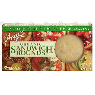 Amy's  organic sandwich rounds, soy free, gluten free, dairy free,9-oz