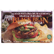 Amy's  black bean veggie burger made with organic black beans, gr10-oz