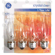 General Electric  crystal clear 40 watt decorative CA type bulbs, 3 4pk