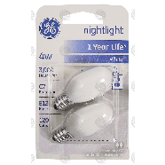General Electric  4 watt white night light, specialty C7 candelabra 2ct