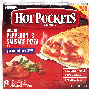 Nestle Hot Pockets signature pepperoni & sausage pizza in a garlic9-oz