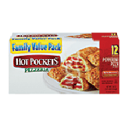 Hot Pockets  pepperoni pizza frozen pastry sandwich, 12-count, fam54oz