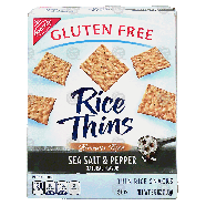 Nabisco Rice Thins thin brown rice snacks, sea salt & pepper, glu3.5oz