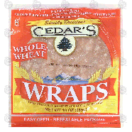 Cedar's  whole wheat wraps, cholesterol free, unbleached, unbroma10-oz