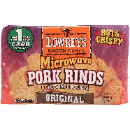 Lowrey's  microwave pork rinds, bacon curls, hot & crispy, hot &1.75oz