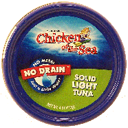Chicken Of The Sea  solid light tuna, no drain, just a littler wate 4oz