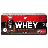 ON Performance whey protein shake, milk chocolate liquid, 8.5-fl. 18pk