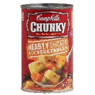 Campbell's Chunky hearty chicken with vegetables soup that eats 18.8oz