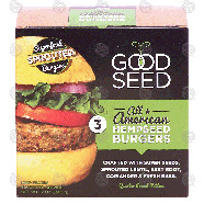 Good Seed  all american hempseed burgers, 3 quarter pound patties12-oz