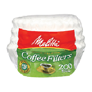 Melitta Coffee Filters Basket 200 Ct Bag 8-12 Cup White 200ct