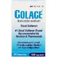 Colace  docusate sodium stool softener, 100 mg each, capsules 30ct