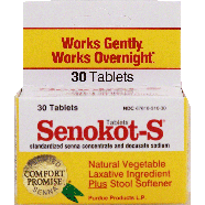 Senokot -S natural vegetable laxative plus stool softener tablets 30ct