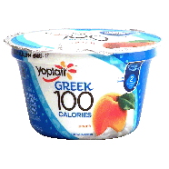 Yoplait Greek 100 fat free greek yogurt, peach, fruit on the bott5.3oz