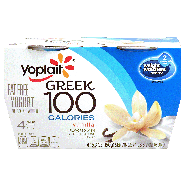 Yoplait Greek 100 fat free yogurt, vanilla, 100 calories, 4- 5.3oz 4pk