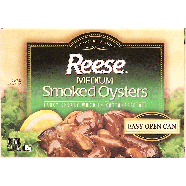 Reese  medium smoked oysters fancy cherry wood in cottonseed oil  3.7oz
