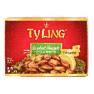 Ty Ling Imported smoked mussles in cottonseed oil, salt added  3.66oz