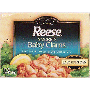 Reese  smoked baby clams, fancy cherry wood in cottoneseed oil  3.66oz