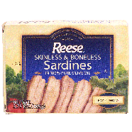 Reese  sardines skinless & boneless in 100% olive oil 3.75oz