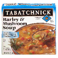 Tabatchnick  barley & mushroom soup, low sodium, two microwaveabl15-oz