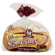 Aunt Millie's Slimwiches 90 calorie pre-sliced slim buns, 100% who12oz