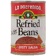 La Preferida  refried beans with zesty salsa 16oz
