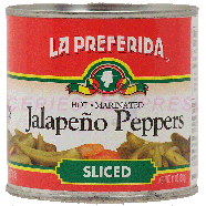 La Preferida  hot marinated sliced jalapeno peppers 11oz