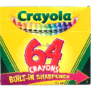 Crayola  crayons, 64 non-toxic, featuring the built-in sharpener  64pk