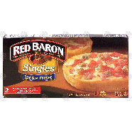 Red Baron Singles deep dish, meat-trio pizzas, sausage, peppero11.2-oz