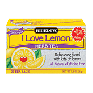 Bigelow Herb Tea Bags I Love Lemon All Natural Caffeine Free 20ct