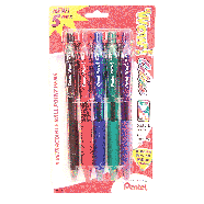 Pentel Wow! medium retractable ball point pens, assorted ink 5ct