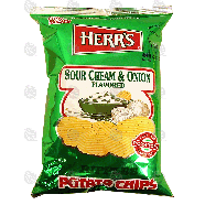 Herr's  sour cream & onion potato chips, ripples 3.5oz