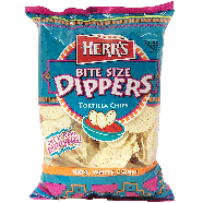 Herr's Bite Size Dippers tortilla chips, 100% white corn 12oz