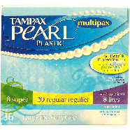 Tampax Pearl plastic tampons, 8 super, 20 regular, 8 lite absorben 36ct