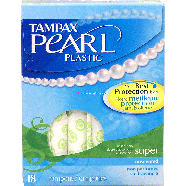 Tampax Pearl super absorbency unscented plastic tampons  18ct